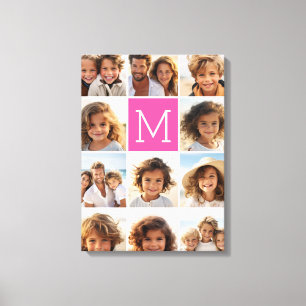 Lienzo Monograma del personalizado del collage de fotos