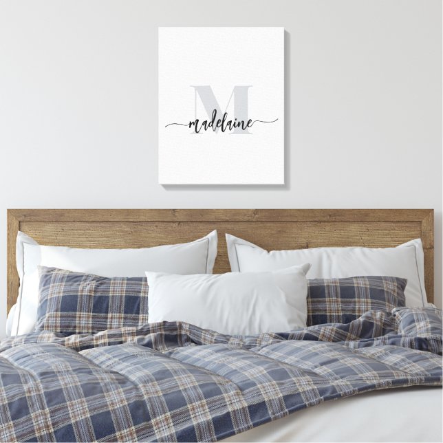 Lienzo Monograma elegante blanco negro personal (Insitu(Dormitorio))