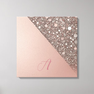 Lienzo Monograma Elegante de Oro Rosa