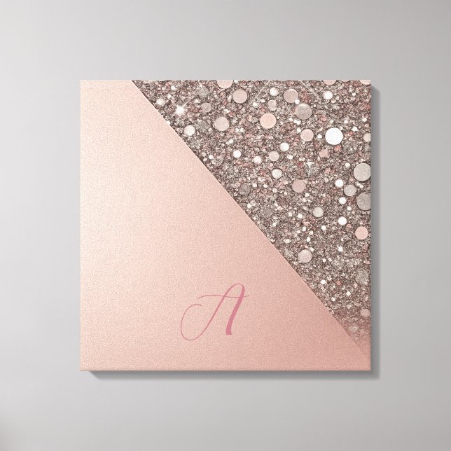 Lienzo Monograma Elegante de Oro Rosa (Anverso)