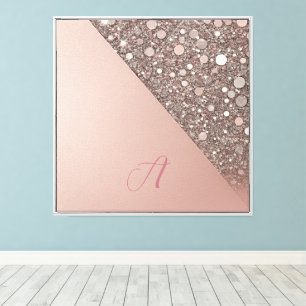 Lienzo Monograma Elegante de Oro Rosa