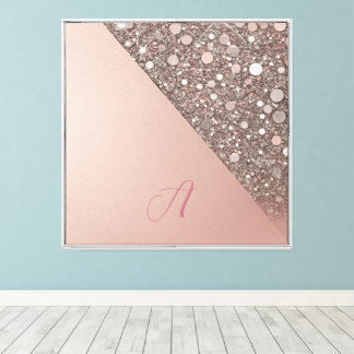 Lienzo Monograma Elegante de Oro Rosa