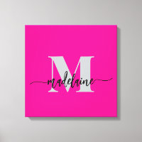 Monograma elegante negro rosa personal
