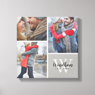 Lienzo Monograma familiar Fecha de Collage de fotos 3