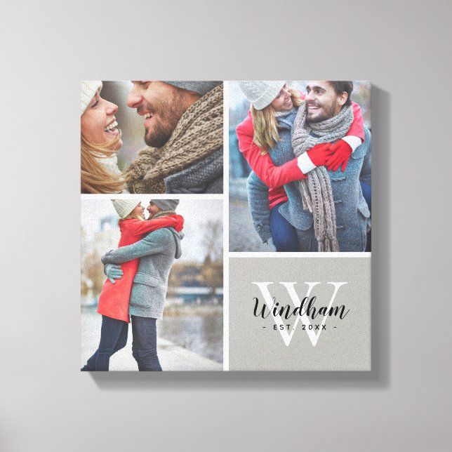 Lienzo Monograma familiar Fecha de Collage de fotos 3 (Anverso)