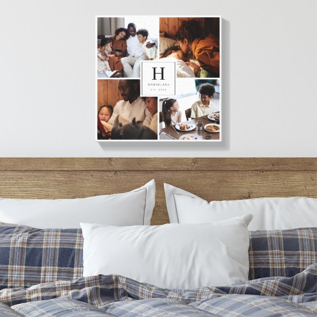 Lienzo Monograma Familiar Multi Foto Simple Elegante  (Insitu(Dormitorio))