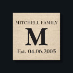 Lienzo Monograma faux linen burlap moda rústica inicial<br><div class="desc">Añadir su propio monograma,  inicial,  nombre de la familia y aniversario del boda o fecha de cumpleaños faux jute linen burlap moda rústica shabby country moda canvas de arte</div>