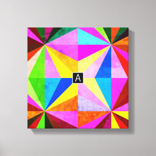 Lienzo Monograma geométrico multicolor moderno colorido