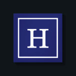 Lienzo Monograma inicial con marco azul marino<br><div class="desc">Monograma inicial con marco azul marino y blanco Un elegante fondo sólido con un área enmarcada en blanco para su monograma, nombre u otro texto. También puede cambiar el tipo de letra del texto, cambiar el tamaño y el color del tipo de letra, mover el texto, etc. Si quieres este...</div>