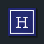 Lienzo Monograma inicial con marco azul marino<br><div class="desc">Monograma inicial con marco azul marino y blanco Un elegante fondo sólido con un área enmarcada en blanco para su monograma, nombre u otro texto. También puede cambiar el tipo de letra del texto, cambiar el tamaño y el color del tipo de letra, mover el texto, etc. Si quieres este...</div>