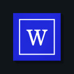 Lienzo Monograma inicial con marco azul real<br><div class="desc">Monograma inicial con marco azul y blanco real Un fondo sólido y elegante con un área enmarcada en blanco para su monograma, nombre u otro texto. También puede cambiar el tipo de letra del texto, cambiar el tamaño y el color del tipo de letra, mover el texto, etc. Si quieres...</div>