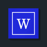 Lienzo Monograma inicial con marco azul real<br><div class="desc">Monograma inicial con marco azul y blanco real Un fondo sólido y elegante con un área enmarcada en blanco para su monograma, nombre u otro texto. También puede cambiar el tipo de letra del texto, cambiar el tamaño y el color del tipo de letra, mover el texto, etc. Si quieres...</div>