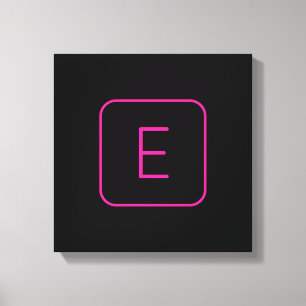 Lienzo Monograma Inicial de Estilo Moderno Rosa y Negro