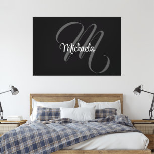 Lienzo Monograma inicial de nombre minimalista moderno