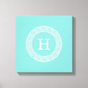 Lienzo Monograma inicial del marco de la llave griega Rob