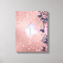 Lienzo Monograma Lilibet en rosado floral apto para princ