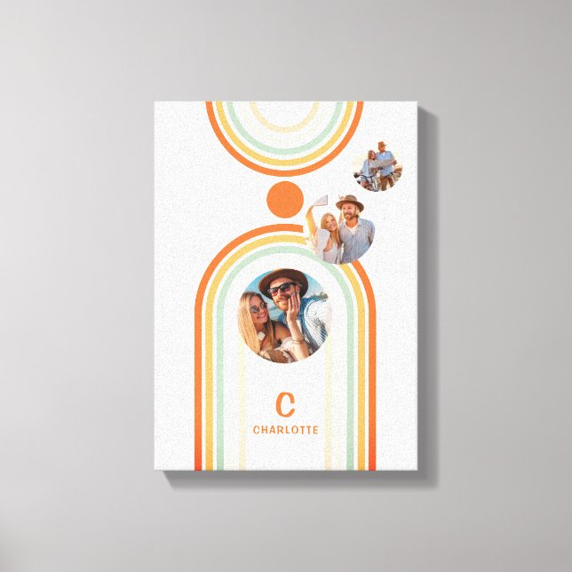 Lienzo Monograma Nombre Boho Arch Multifoto Trendy Girly (Anverso)