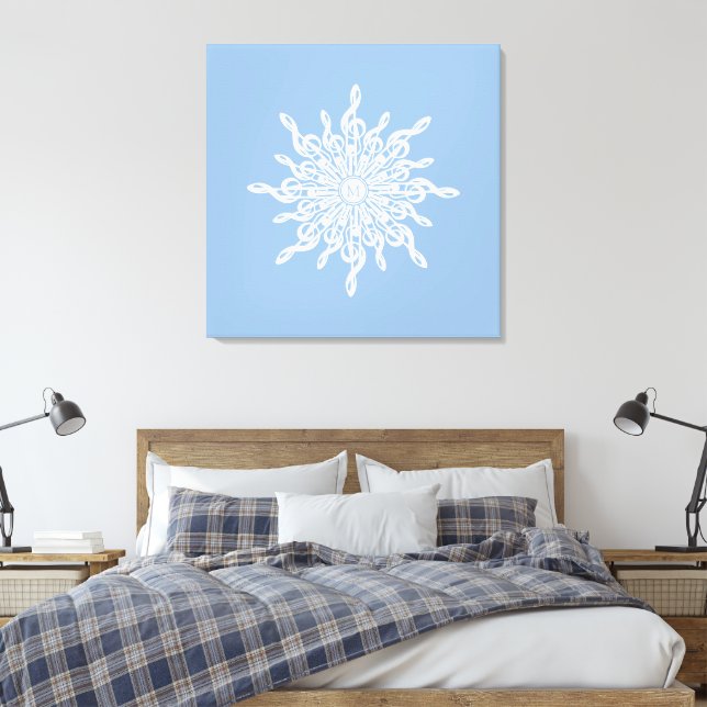 Lienzo Monograma Ornamental Azul invernal G-Clef Snowflak (Insitu(Dormitorio))