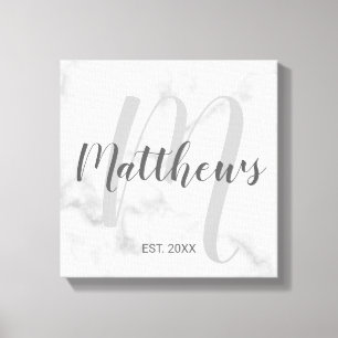 Lienzo Monograma y nombre de familia de escritura moderna
