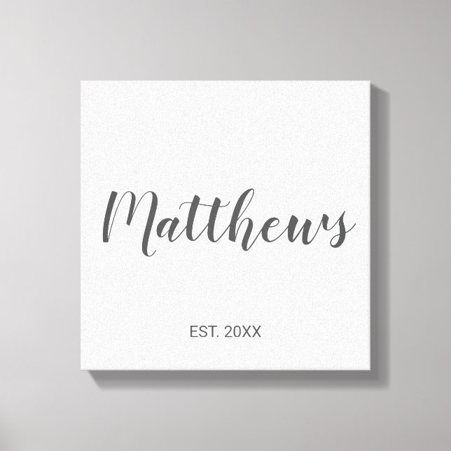 Lienzo Monograma y nombre de familia de guiones modernos  (Anverso)