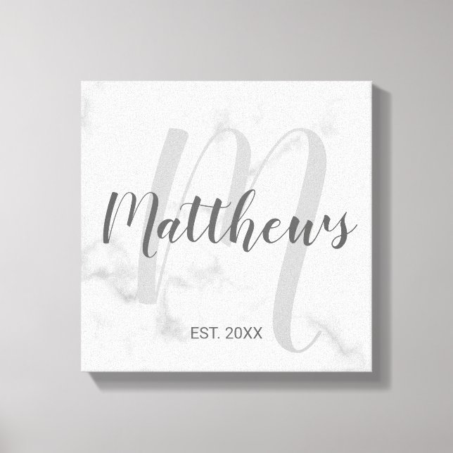 Lienzo Monograma y nombre de familia de guiones modernos  (Anverso)