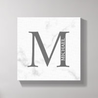 Monograma y nombre personalizados de mármol blanco
