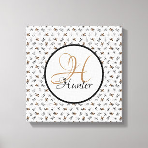Lienzo Monogramación de Cachorros de Fútbol Deportivo