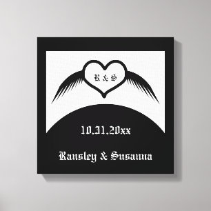 Lienzo Monogramado Boda gótico Personalizado del corazón