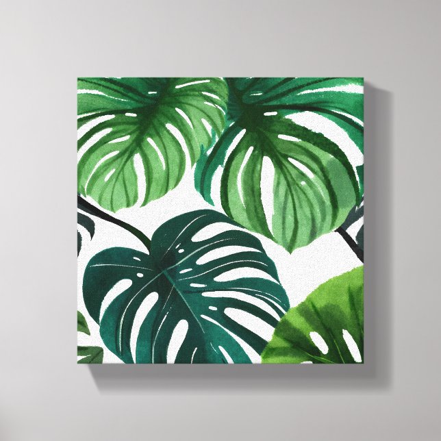 Lienzo Monstera Leaves | Acuarela moderna y sencilla (Anverso)