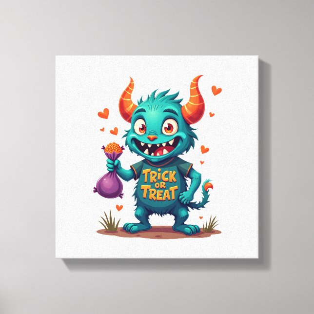 Lienzo Monstruo de dulces de truco o trato � Camiseta de  (Anverso)