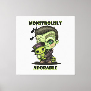 Lienzo Monstruo de Frankenstein lindo con peluche
