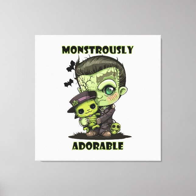 Lienzo Monstruo de Frankenstein lindo con peluche (Anverso)