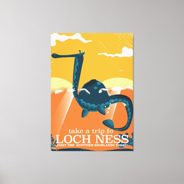 Lienzo Monstruo vintage de Loch Ness Scotland Highlands (Anverso)