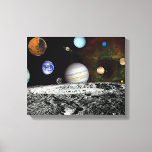 Lienzo Montaje de imágenes del Voyager del Sistema Solar