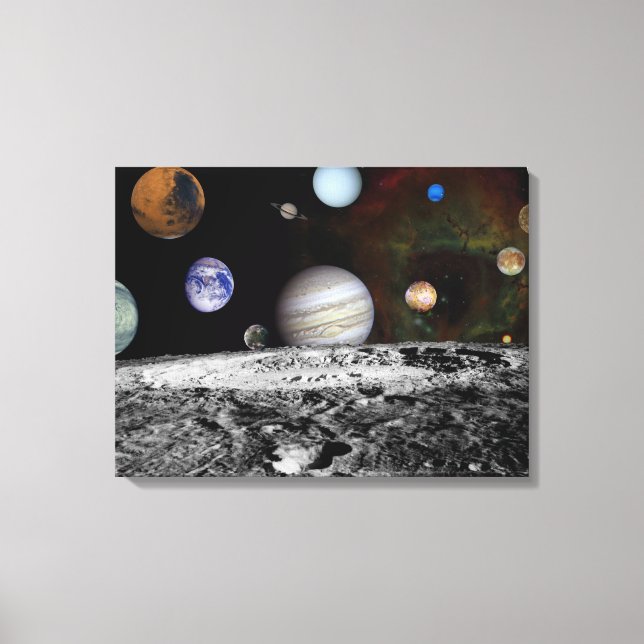 Lienzo Montaje de los planetas y lunas de Júpiter (Anverso)