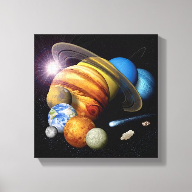 Lienzo Montaje de planetas del sistema solar de NASA JPL  (Anverso)