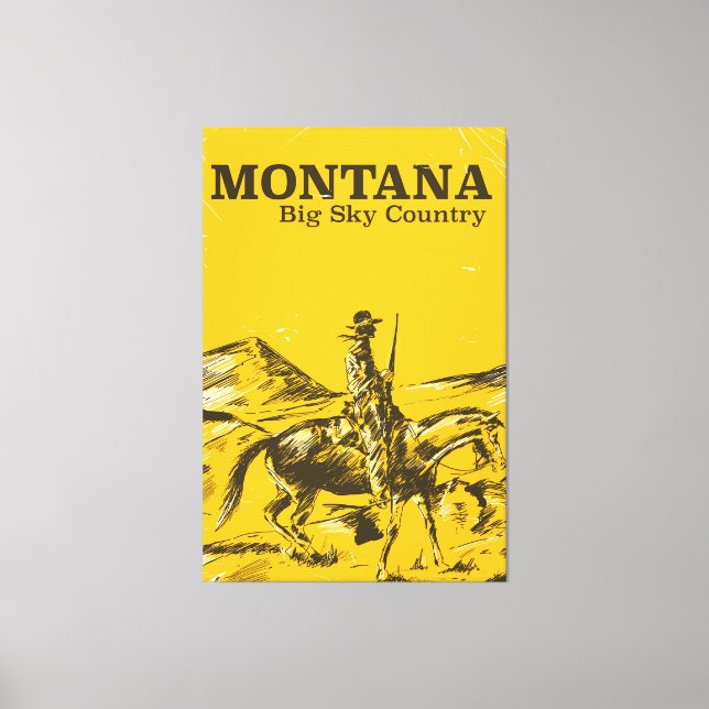 Lienzo Montana Big sky Country vintage travel poster (Anverso)
