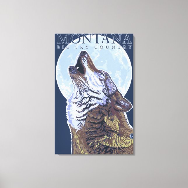Lienzo Montana — Big Sky CountryHowling Wolf (Anverso)