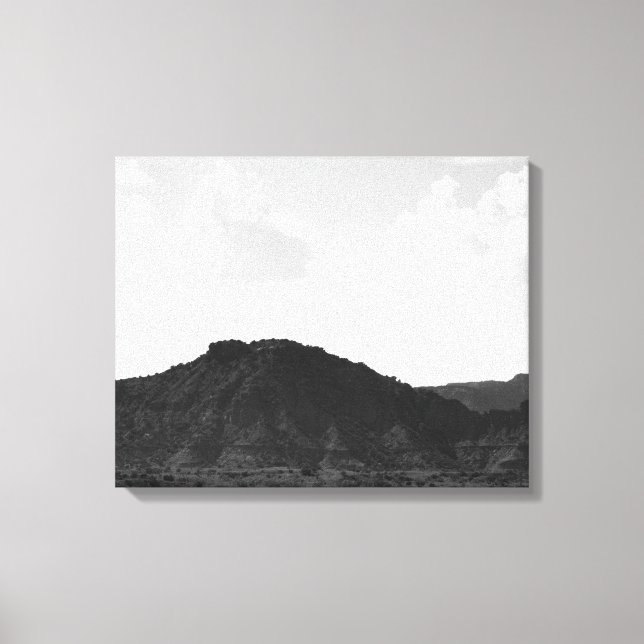 Lienzo Montaña de cañón negro y blanco de caprock 16x20 (Anverso)