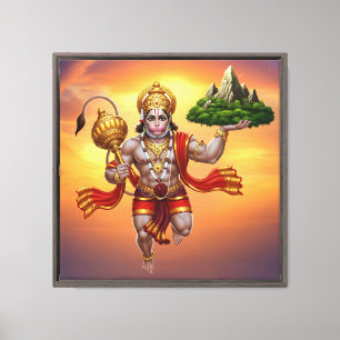 Lienzo Montaña de elevación de vuelo Lord Hanuman