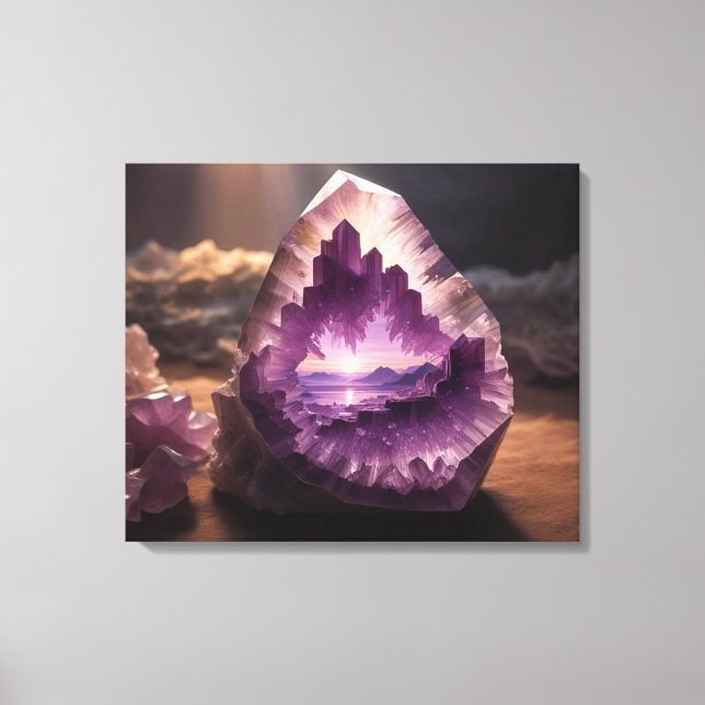 Lienzo Montaña de la Naturaleza Sunrise Crystal Amethyst (Anverso)