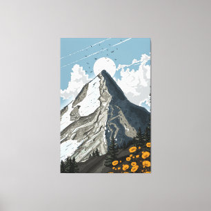 Lienzo Montaña de Suiza con Cima Nevada