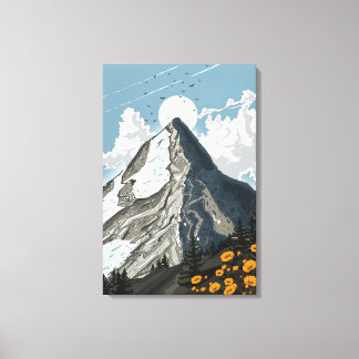 Lienzo Montaña de Suiza con Cima Nevada