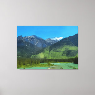 Lienzo Montaña del castillo y río Bow, Banff Alberta