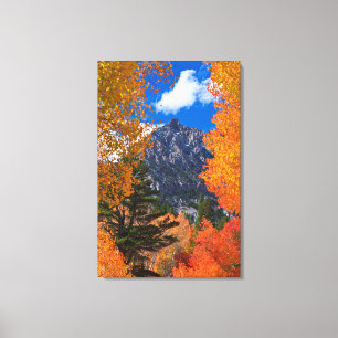 Lienzo Montaña enmarcada en follaje de otoño, CA