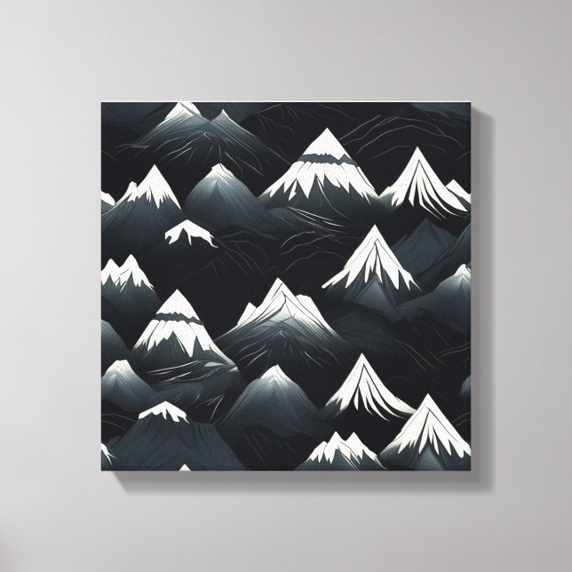 Lienzo Montaña moderna Picos negros y blancos (Anverso)