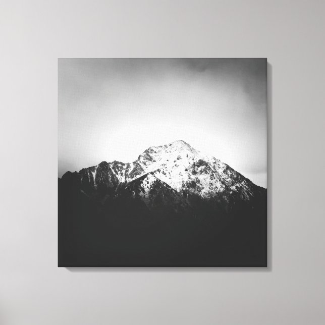 Lienzo Montaña nevada blanca y negra (Anverso)