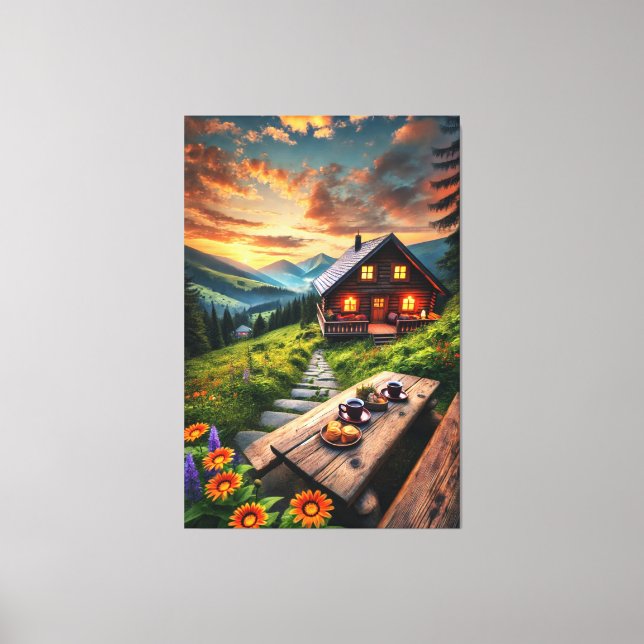 Lienzo Montaña Sunset Cabina Serenity Canvas Print (Anverso)