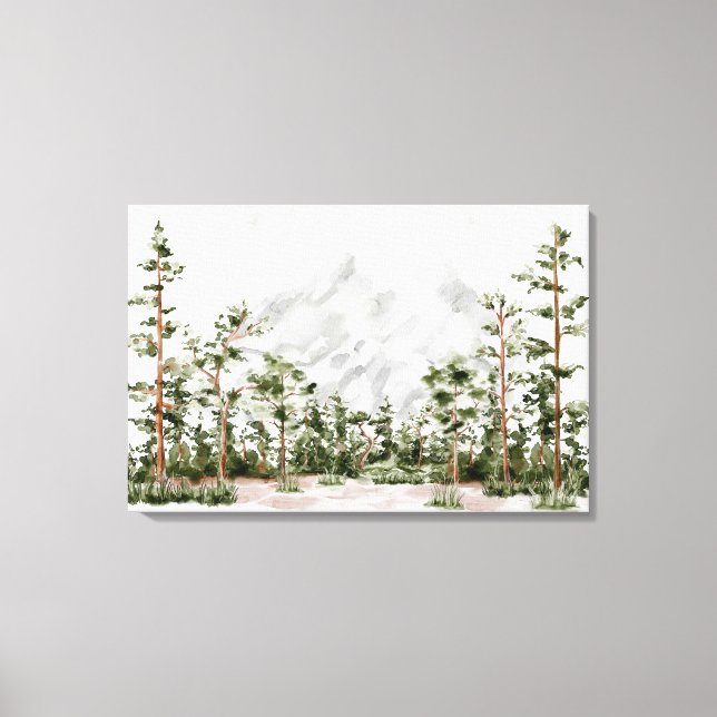 Lienzo Montaña y bosque en acuarela (Anverso)