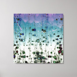 Lienzo Montañas abstractas y puntos Aqua Púrpura y Negro